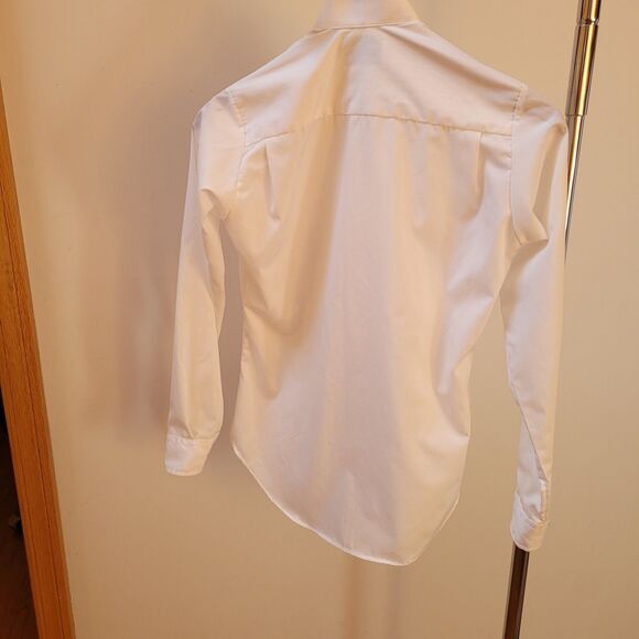 Lion Of Troy White Sewn Front Flat Ruffle Tuxedo Collar Lg Slv Size 4 - Picture 2 of 10